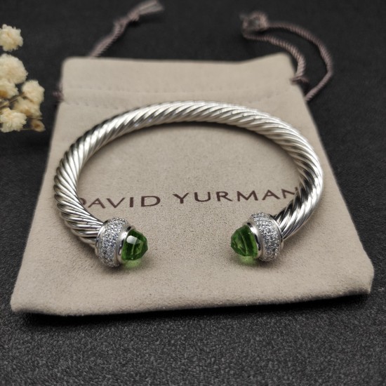 Hl76A20David Yurman 7mm满钻浅绿钻头手镯。建议适合佩戴的手围16-20cm