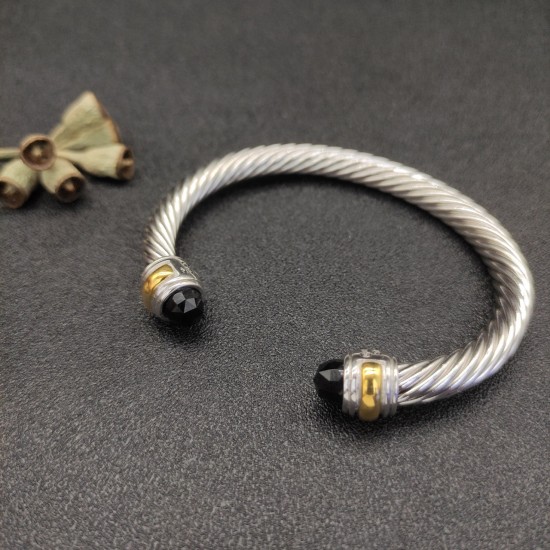 Hl77A20David Yurman 7mm分色双钻头黑钻手镯。建议适合佩戴的手围16-20cm