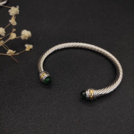 Hl65900David Yurman 5mm双钻头深绿钻手镯 。建议适合佩戴的手围15-20cm