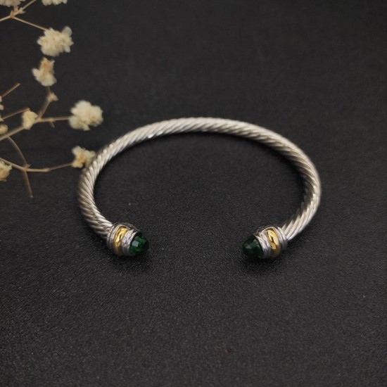 Hl65900David Yurman 5mm双钻头深绿钻手镯 。建议适合佩戴的手围15-20cm