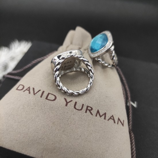 Hl76750David Yurman 主石14MM四方钻蓝钻戒指 尺寸：美号，6-7-8-9，四个号