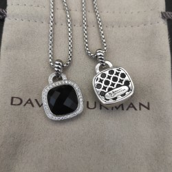 Hl76A10David Yurman 14mm主石四方钻香槟钻项链。链条粗2mm，长度45+5cm延迟链