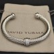 Hl66A20David Yurman 7mm银色圆珠白钻手镯。建议适合佩戴的手围16-20cm