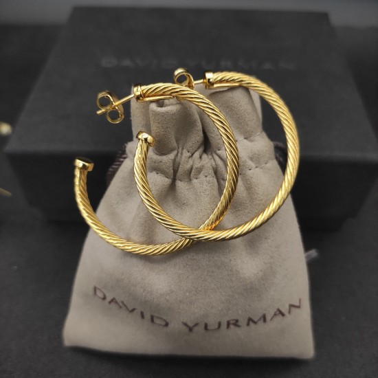 Hl86700David Yurman 单扭线金色大号耳环，内径约4cm