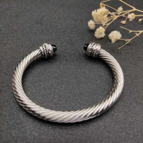 Hl76A20David Yurman 7mm旋转头深绿钻头手镯。建议适合佩戴的手围16-20cm