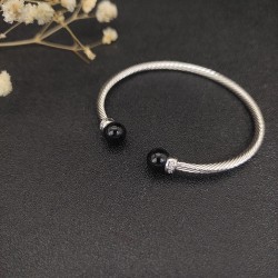 Hl86900David Yurman  3mm银色黑玛瑙手镯。建议适合佩戴的手围15-19cm