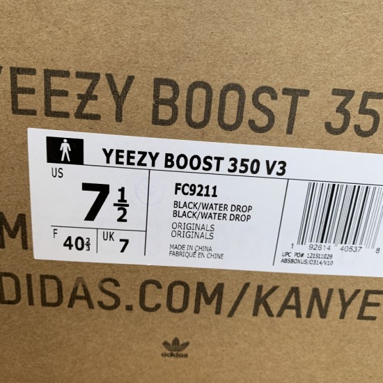 350v2黑水滴Yeezy 350 V3 Runner 鞋面夜光半透明橡胶覆盖，类似于水滴的流体轮廓 黑水滴 FC9211