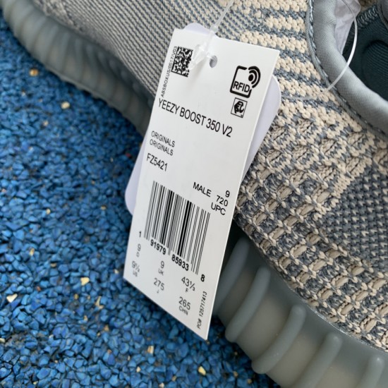 350v2灰蓝橙 性价比版真爆米花 Adidas Yeezy 350 V2 灰蓝橙 椰子灰天使侧透情侣 FZ5421 尺码：36-48