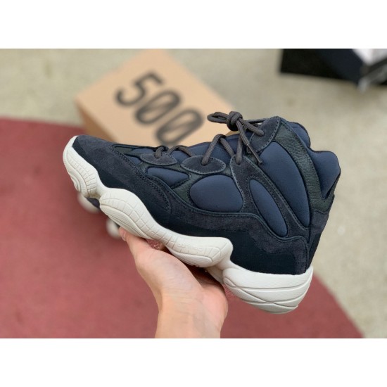 椰子500高帮 Adidas Yeezy 500 High“ Slate” 椰子500黑白麂皮 高帮 FW4968 尺码：39-46.5