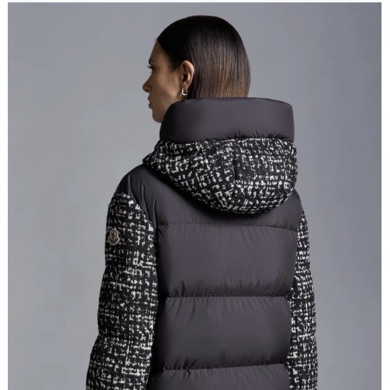 MONCLER Orange Tweed Down Jacket