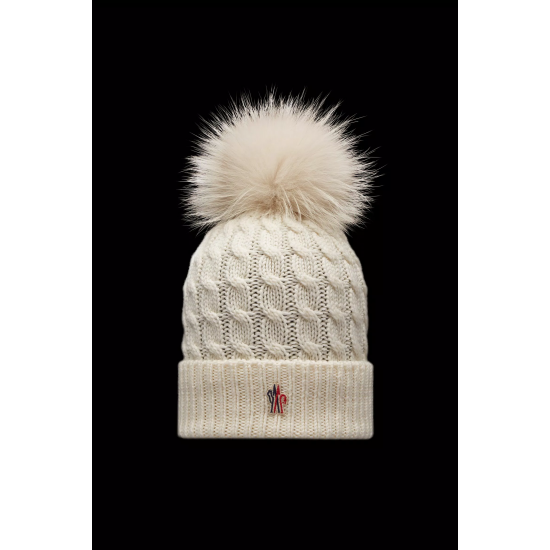 MONCLER GRENOBLE WOOL BEANIE WITH POM POM