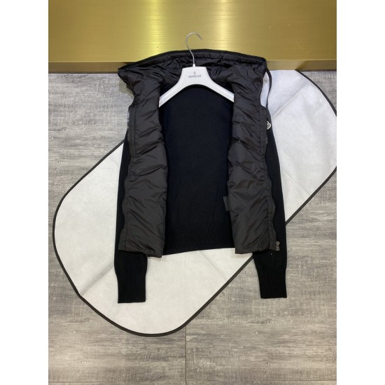 Moncler Jacket  蒙口款女士针织拼接羽绒服开衫系列 连帽羽绒服外套