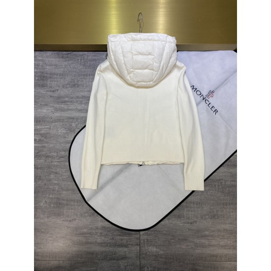 Moncler Jacket  蒙口款女士针织拼接羽绒服开衫系列 连帽羽绒服外套