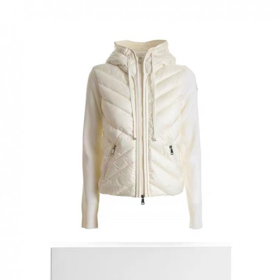 Moncler Jacket  蒙口款女士针织拼接羽绒服开衫系列 连帽羽绒服外套