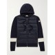 MONCLER Logo-Appliqued Striped Wool and Quilted Shell Down Hooded Zip-Up Cardigan