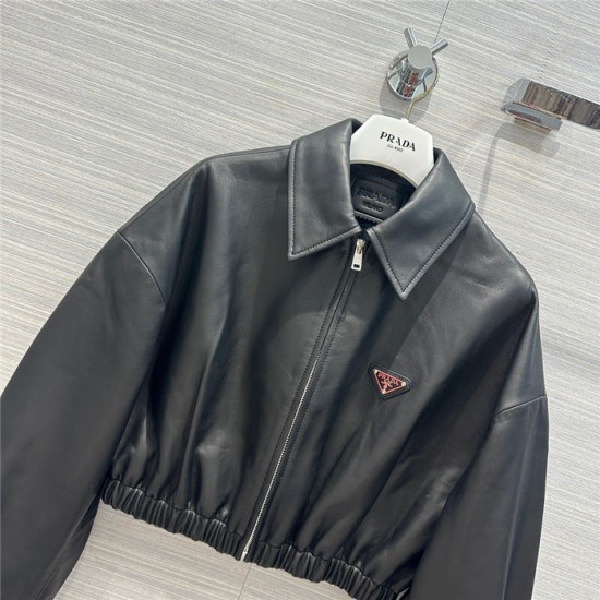 2023SS P*ada Leather Jacket Top Version