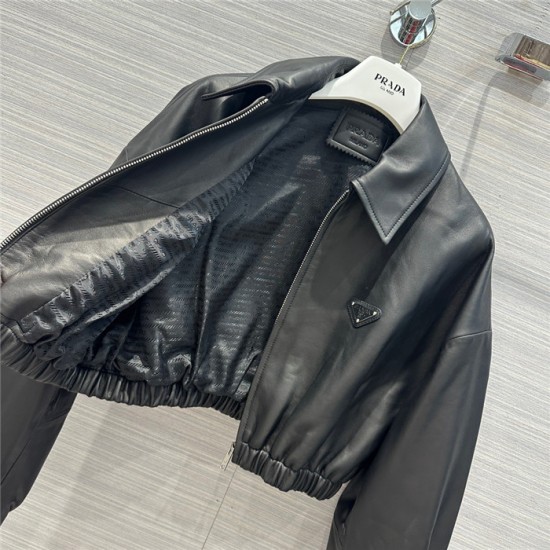 2023SS P*ada Leather Jacket Top Version