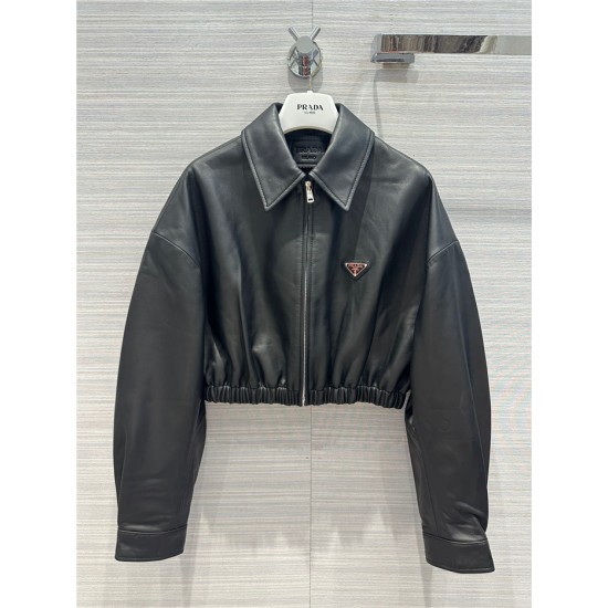 2023SS P*ada Leather Jacket Top Version