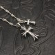 White Diamond Distressed Double Cross Necklace