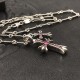 Pink Diamond Distressed Double Cross Necklace