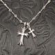 White Diamond Distressed Double Cross Necklace