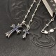 Blue Diamond Distressed Double Cross Necklace