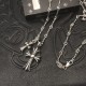 White Diamond Distressed Double Cross Necklace