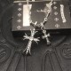 White Diamond Distressed Double Cross Necklace