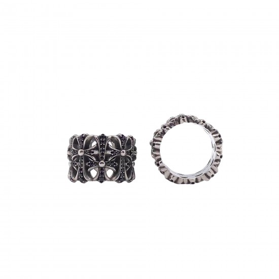 Black Diamond Round Tomb Ring