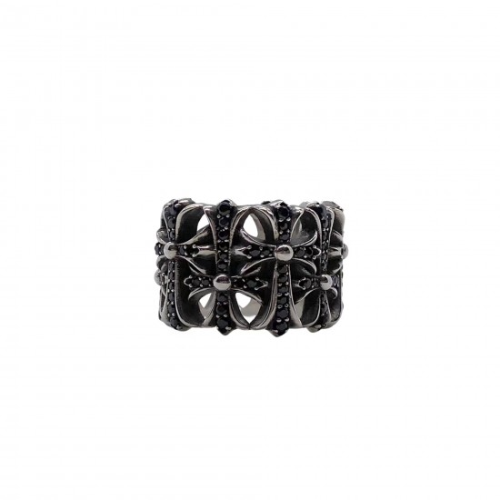 Black Diamond Round Tomb Ring