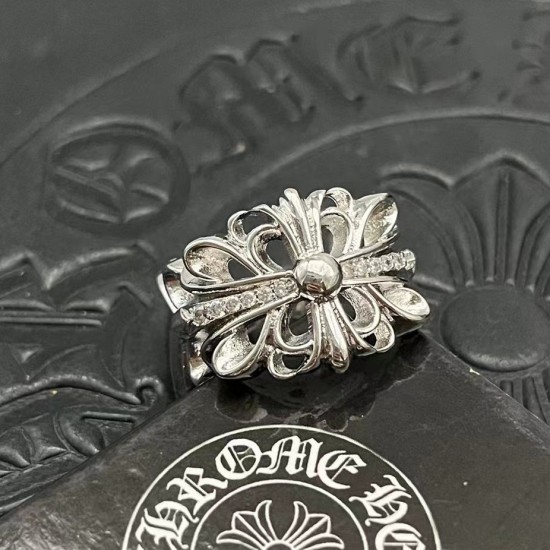 White gold diamond open cross ring