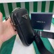 1BP027 P*ada Teal Leather Mobile phone Bag Best Version