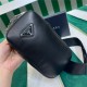 1BP027 P*ada Teal Leather Mobile phone Bag Best Version