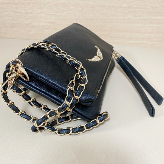 Zadig Bag, gold with black fringe 6