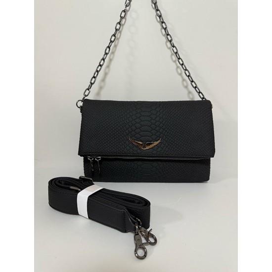 Zadig Bag, Double-Layered Black Snake Pattern 5