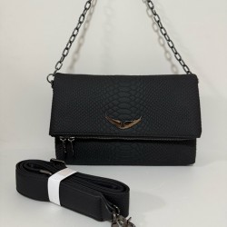 Zadig Bag, Double-Layered Black Snake Pattern 5