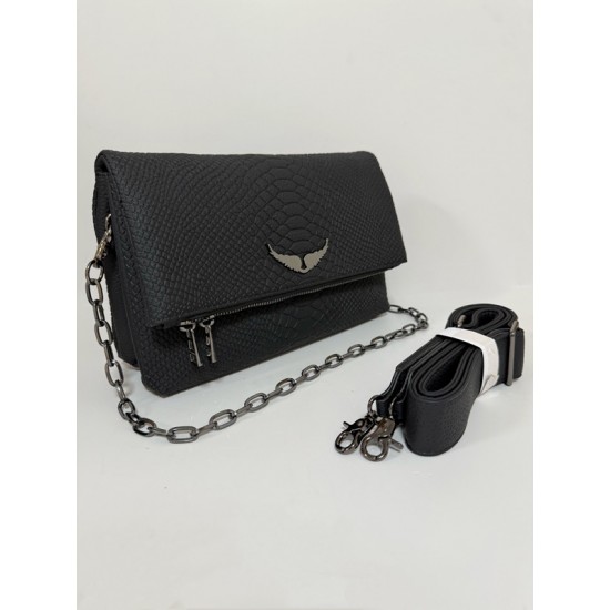 Zadig Bag, Double-Layered Black Snake Pattern 5