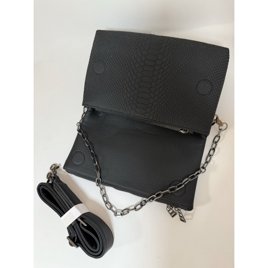 Zadig Bag, Double-Layered Black Snake Pattern 5