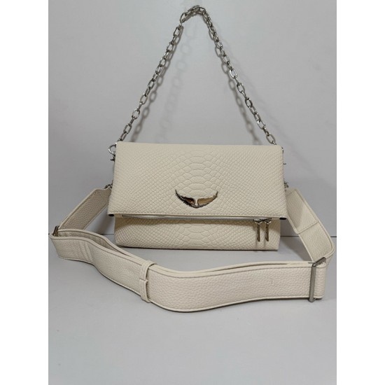 Zadig Bag Double-Layered White Snake Pattern 7