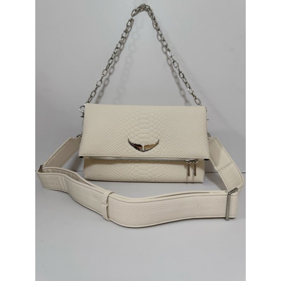 Zadig Bag Double-Layered White Snake Pattern 7