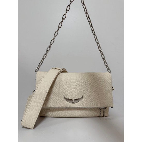 Zadig Bag Double-Layered White Snake Pattern 7
