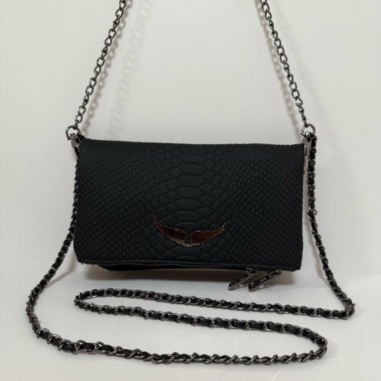 Zadig Bag, Small, Snake Pattern, Black 6