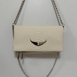 Zadig Bag, Small, White with Snake Print, 5