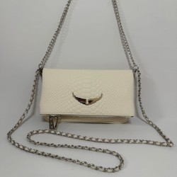 Zadig Bag, Small, White with Snake Print, 5