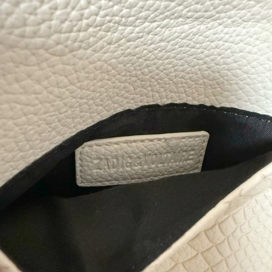 Zadig Bag, Small, White with Snake Print, 5