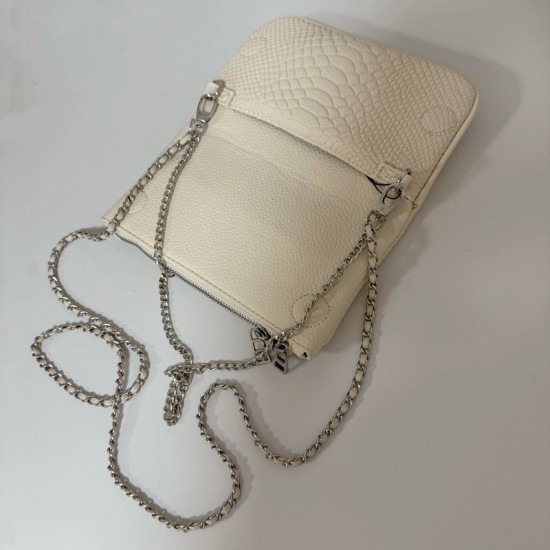 Zadig Bag, Small, White with Snake Print, 5
