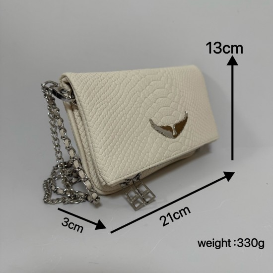 Zadig Bag, Small, White with Snake Print, 5