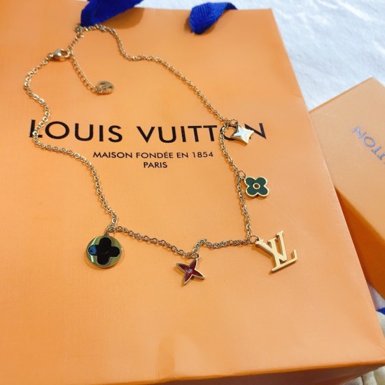 LV Jewelry Necklace: $20–$25 with box; $17–$22 without box