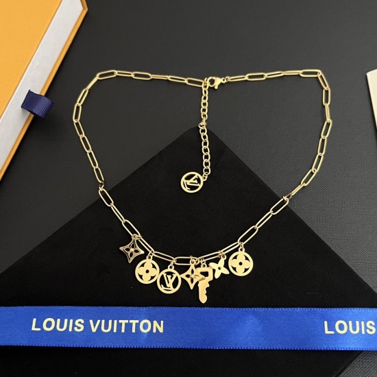 LV Jewelry Necklace: $20–$25 with box; $17–$22 without box