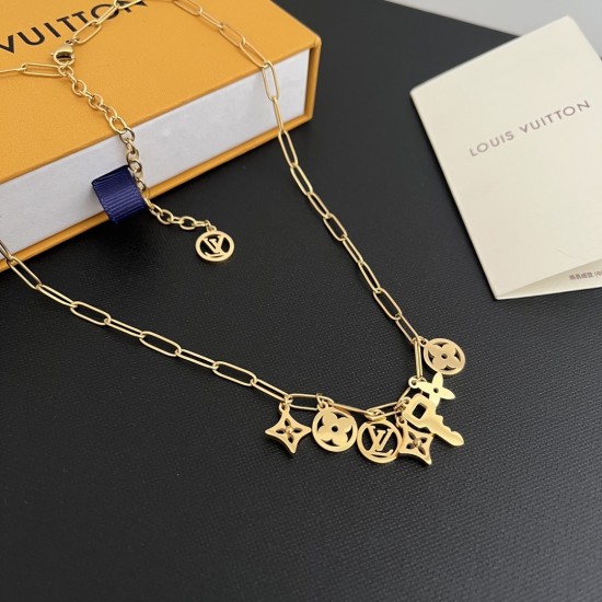 LV Jewelry Necklace: $20–$25 with box; $17–$22 without box